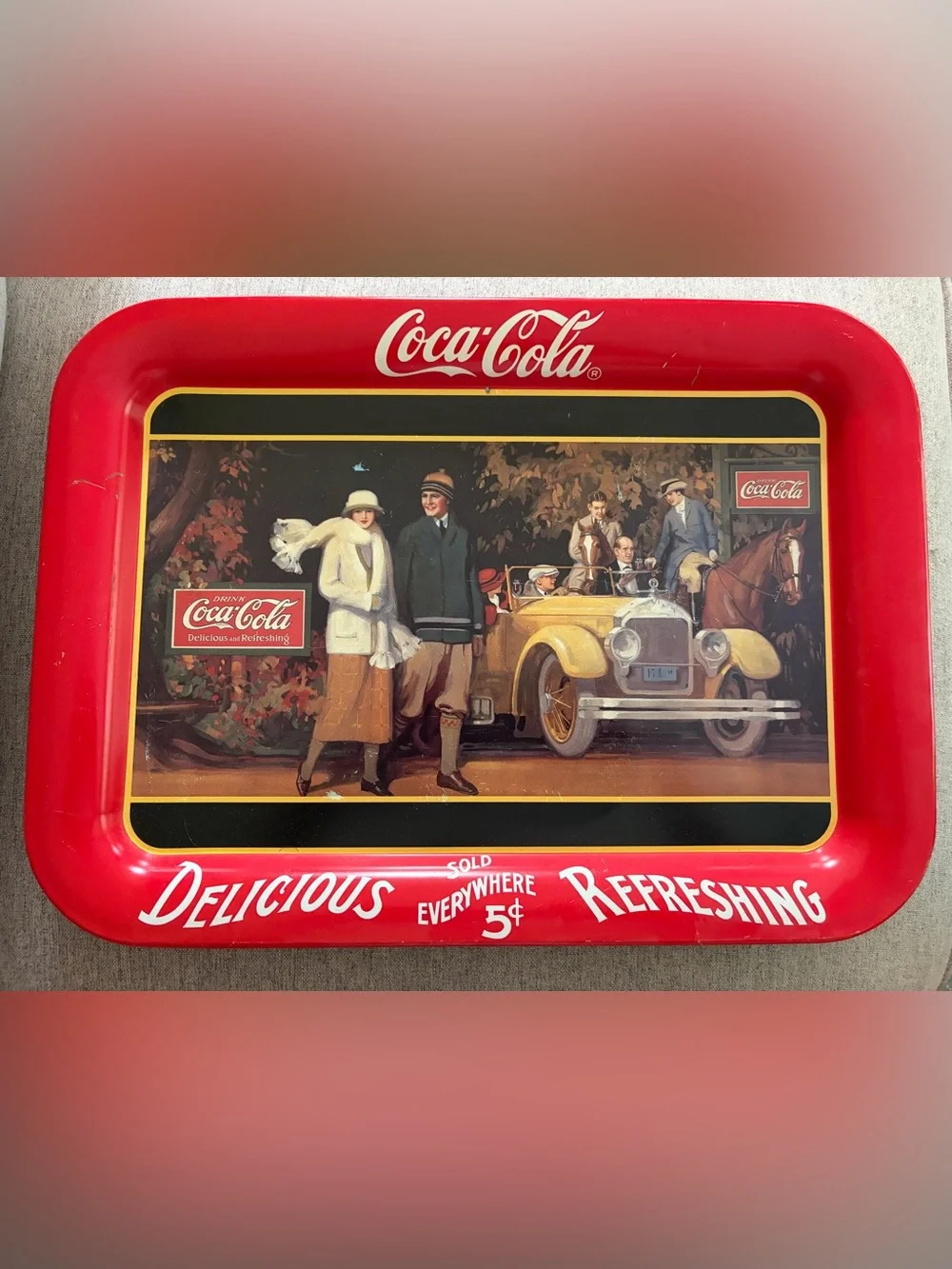 Vintage 1987 Coca-Cola Metal Serving Tray 
